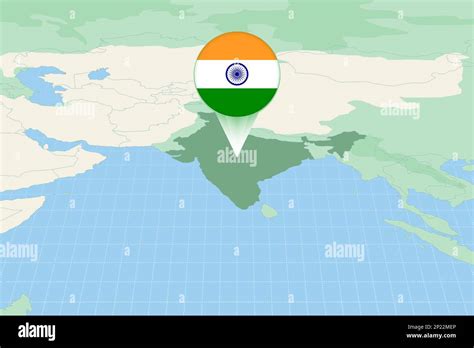 Map illustration of India with the flag. Cartographic illustration of ...