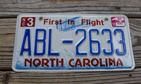 North Carolina License Plate First In Flight 2015