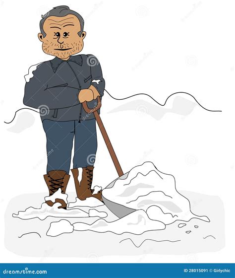 Man Shoveling Snow On Winter Landscape Cartoon Vector | CartoonDealer.com #106768725