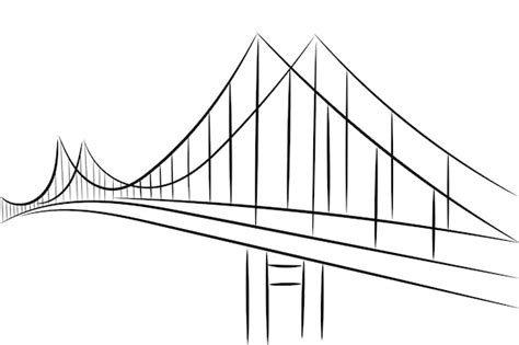 Premium Vector | Bridge sketch, flat vector, isolate on white, graphic ...