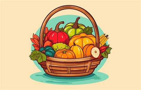 Autumn Harvest Basket vector Illustration Colorful Harvest Basket | Premium AI-generated vector