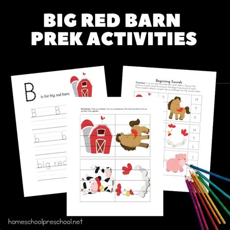 Big Red Barn Activities and Printables for PreK and Kindergarten