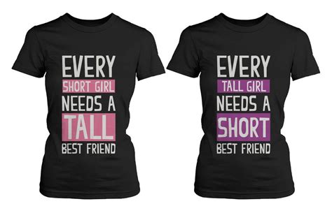 Best Friend Shirts Short and Tall Best Friends BFF Matching T-shirts | Best friend shirts, Bff ...