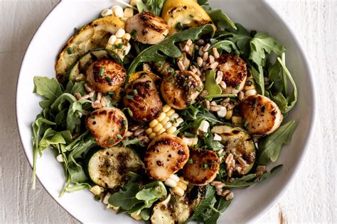 Brown Butter Scallops with Squash & Farro Salad - Cooking with Cocktail ...