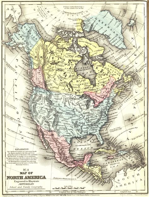Map Of North America - 1858 Free Stock Photo - Public Domain Pictures