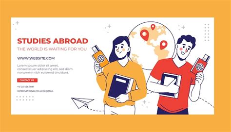 Free Vector | Study abroad horizontal banner