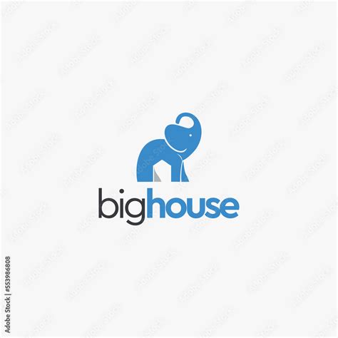 Cute elephant and house icon. Elephant house logo. Big house logo ...