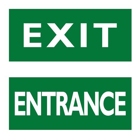 Exit and Entrance signs. English white text on green background. 2276755 Vector Art at Vecteezy