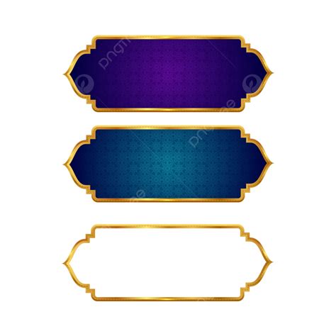 Luxury Golden Banner Vector Art PNG, Luxury Golden Islamic Banner Set Title Frame Png ...