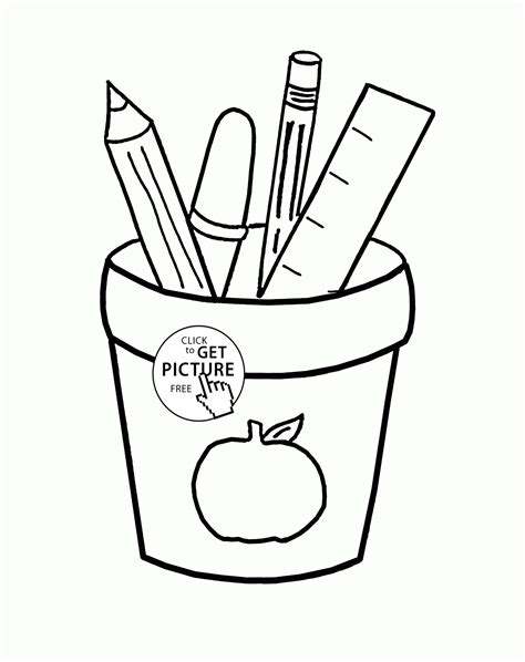 School Supplies coloring page for kids, school coloring pages ...