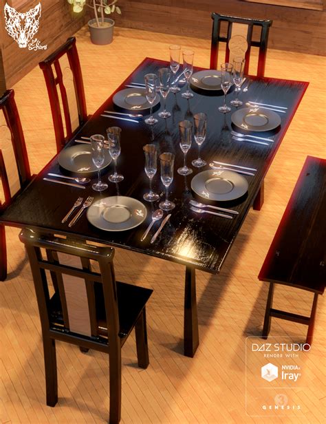 Japanese Style Dining Sets - Mount Fuji | Daz 3D