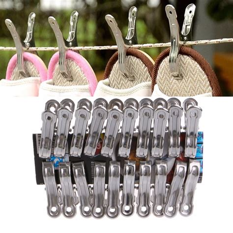 20 Pcs Stainless Steel Clothes Pegs Hanging Pins Laundry Windproof Clips-in Clothes Pegs from ...