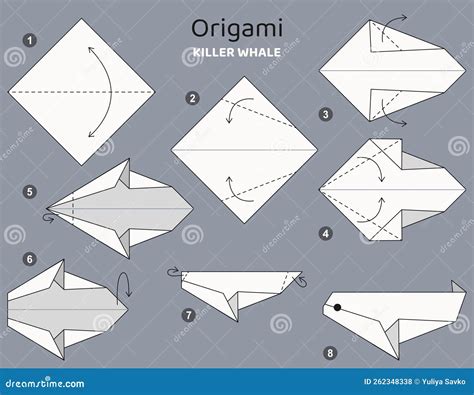 Origami Tutorial. Origami Scheme for Kids. Whale. Stock Vector ...