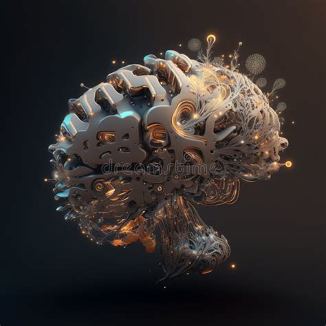 Robotic Human Brain with Detailed Circuits. Concept Art of Artificial ...