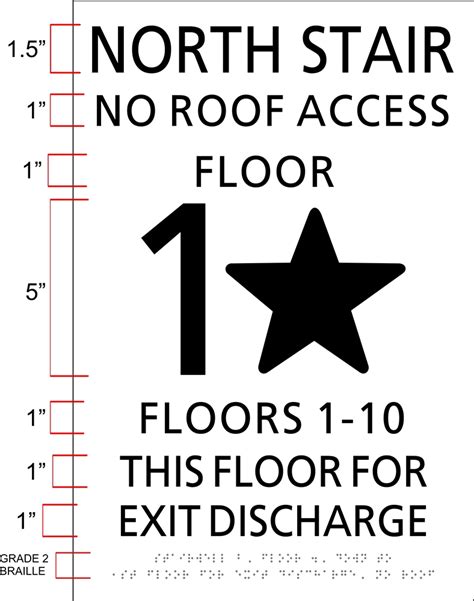 Stairwell Identification Floor ID Sign, Tactile Letters With Grade 2 ...