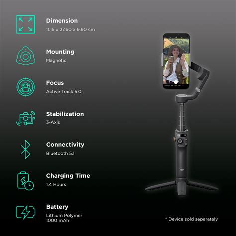 Buy dji OSMO 6 3-Axis Gimble for Mobile (ActiveTrack 5.0, Slate Grey) Online – Croma