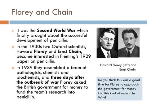 PPT - Fleming, Florey and Chain: The discovery and development of Penicillin PowerPoint ...