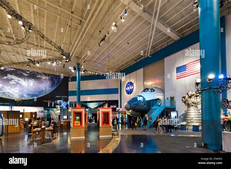 The main floor of the Houston Space Center museum, Houston, Texas, USA ...