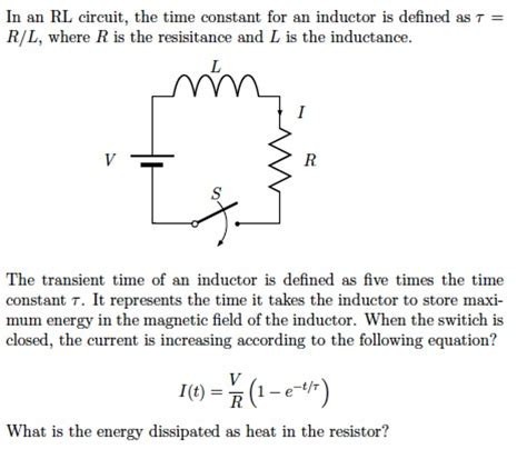 Solved In an RL circuit, the time constant for an inductor | Chegg.com