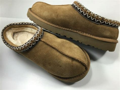 UGG Australia TASMAN Women Size 8 Chestnut Suede Fur Lined Slip on Slippers 5955 - Flats & Oxfords