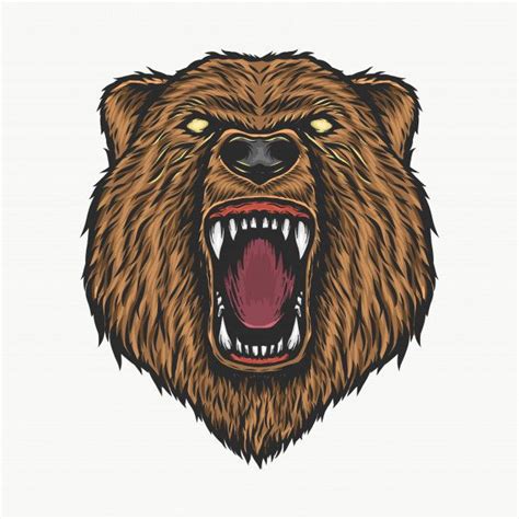 Hand Drawing Vintage Angry Bear Head Vector Illustration | Angry bear ...