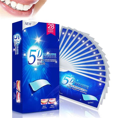 28 Pcs Teeth Whitening Strips,5D White Strips Teeth Whitening Kit,Non-Sensitive Teeth Whitener ...