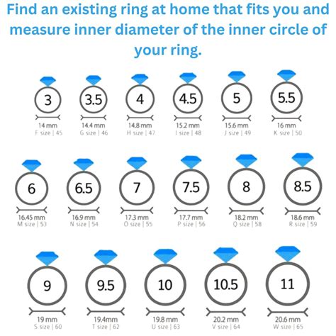 Printable Diamond Ring Sizer Ring Size Finder Ring Size Measure International Ring Size Chart ...