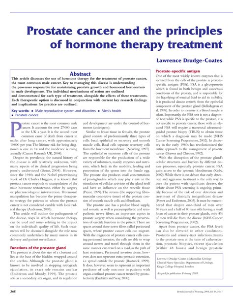 (PDF) Prostate cancer and the principles of hormone therapy