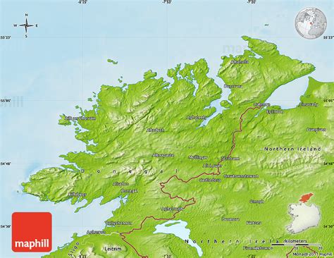 Physical Map of Donegal