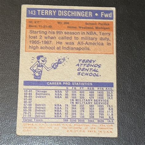 1972-73 Topps Set Break #143 Terry Dischinger Trail Blazers | eBay