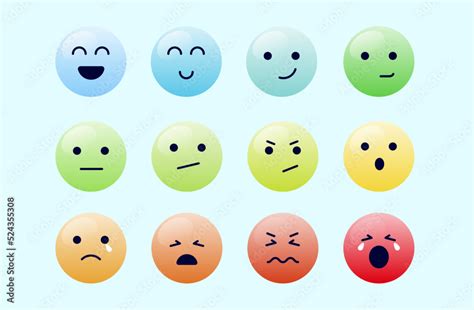 Mood faces - Emoji icons with different mood, happy, smiling, irritated ...