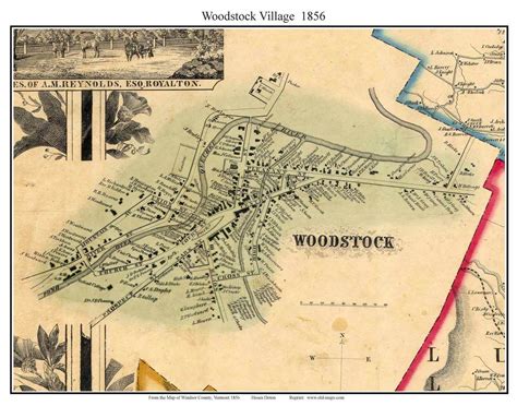 Woodstock Village, Vermont 1856 Old Town Map Custom Print - Windsor Co. - OLD MAPS