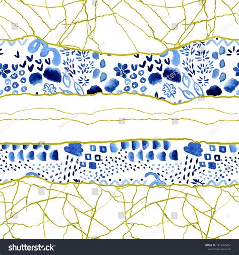 Kintsugi Concept Art Repairing Broken Dishes Stock Illustration ...