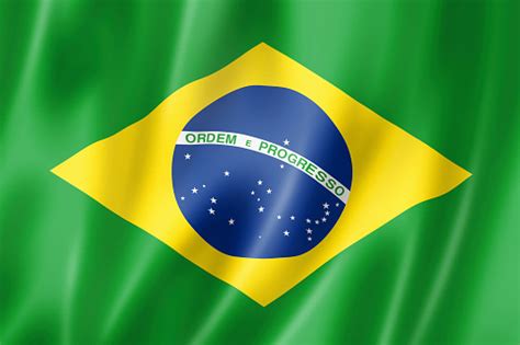 Closeup View Of The Brazilian Flag Stock Photo - Download Image Now - iStock