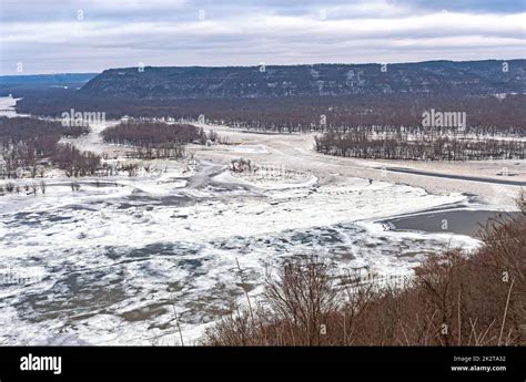 Frozen Confluence of Two Rivers Stock Photo - Alamy