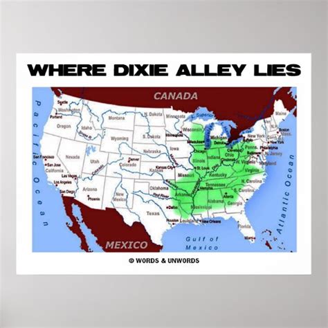 Where Dixie Alley Lies (United States Map) Poster | Zazzle.com