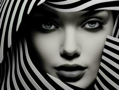 AI generated Close-up portrait beautiful woman with abstract geometric shapes in face.AI ...