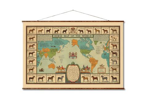 Horse Map of the World on Canvas Decorative Scroll Map of the - Etsy