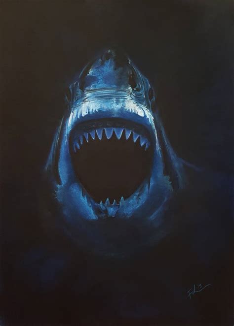 Shark Attack Drawing by Petr Faltynek | Saatchi Art