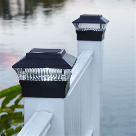 BrylaneHome Solar Fence Post Light Decking Cap Lantern Outdoor Lamp ...