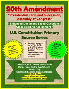 (DISTANCE LEARNING) - 20th Amendment - "Presidential Term/Succession"