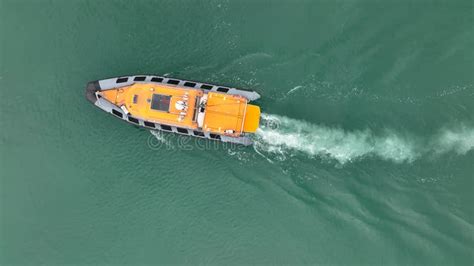 Orange Rescue or Coast Guard Patrol Boat, Patrolling. Stock Video ...