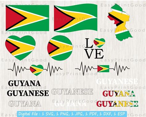 Guyana Flag Svg Bundle Guyanese Flag Svg Guyana Guyanese | Etsy Digital ...