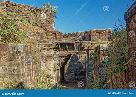 Gate of Pavagadh Fort Pavagadh Archaeological Park Stock Photo - Image ...