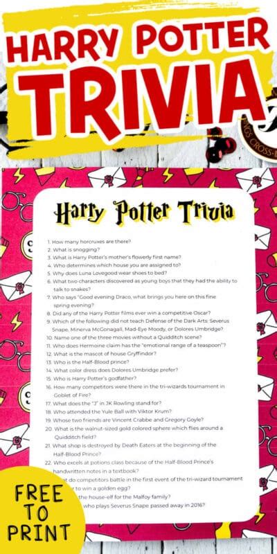 51 Harry Potter Trivia Questions (Free Printable Quiz) - Play Party Plan