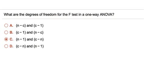 SOLVED: What are the degrees of freedom for the F test in a one-way ...