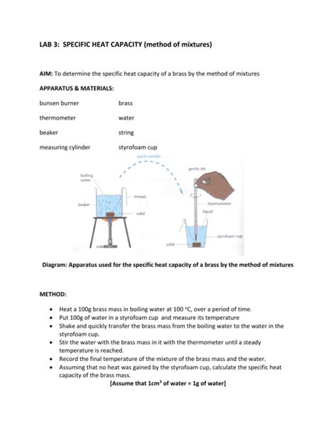 LAB 3: SPECIFIC HEAT CAPACITY (method of