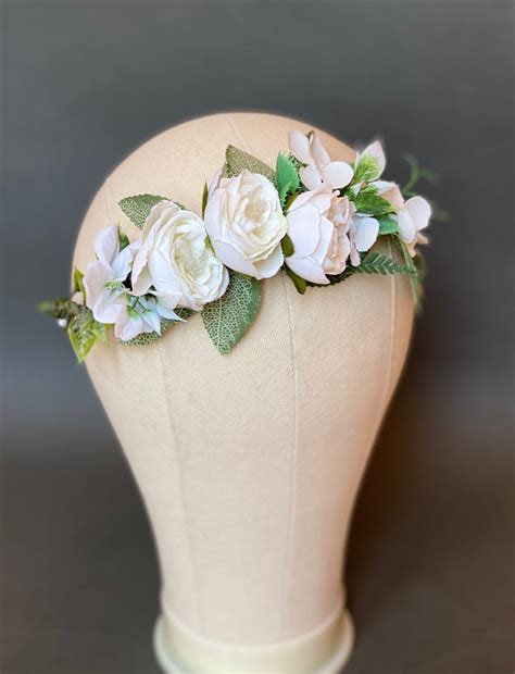 White Flower Crown Wedding Flower Crown Bridal Flower Crown - Etsy