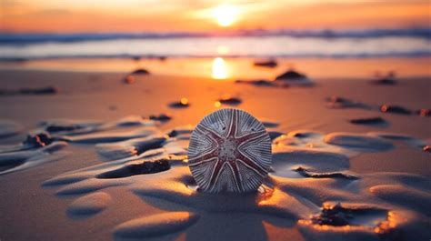 Premium AI Image | A Photo featuring a hyper detailed shot of a sand dollar nestled in the sand ...