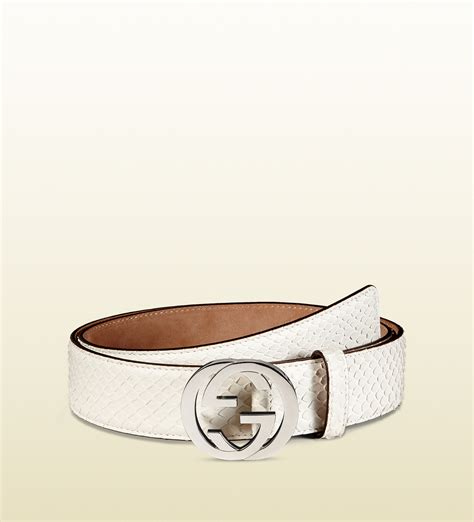 Lyst - Gucci Python Belt With Interlocking G Buckle in White